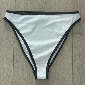 LSpace Womens‎ Small White Black Ribbed High Waisted Bitsy Cut Bikini Bottom